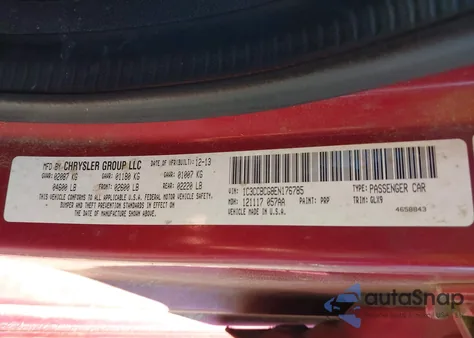 2014 Chrysler 200 Limited z USA, uszkodzony, nr VIN 1C3CCBCG8EN176785